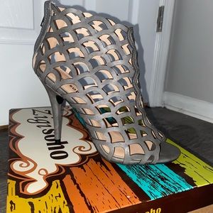 Grey laser cut heels